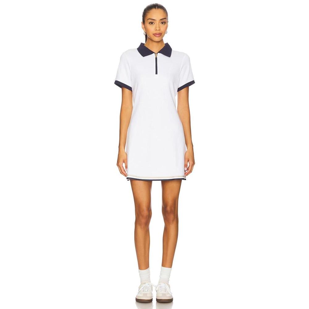 Varley Valentina Court Dress 33" in White & Blue Nights